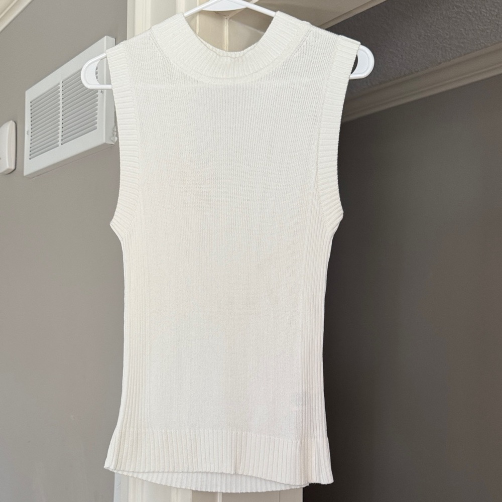 Sleeveless White Knit Top